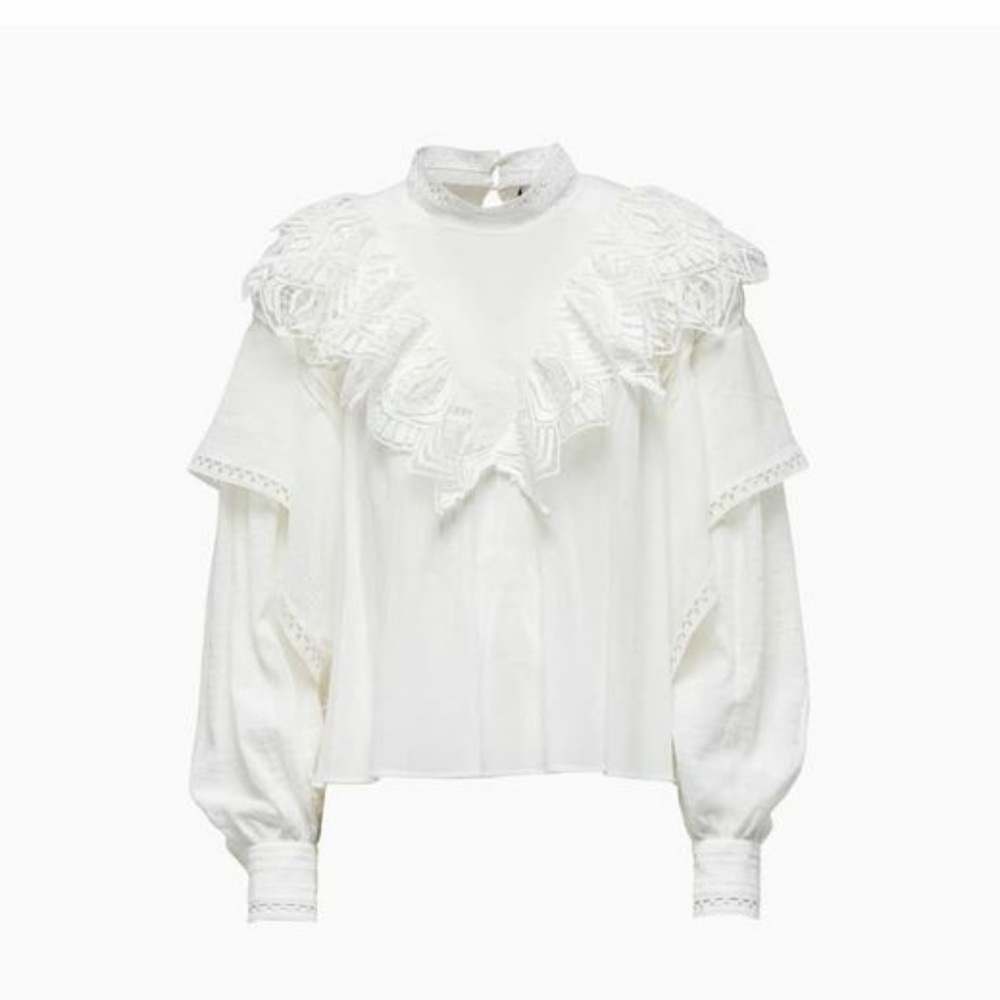IRO White Textured Blouse lace size S - Picture 12 of 12